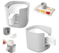 Generico Dipping Sauce Plate and Holder Set, Mini Home Kitchen Seasoning Sauce Dishes Bowls, 6Pcs Plastic Dipping Dish with Storage Box, for Condiments, Snacks, and Fruits (White*2)