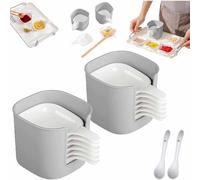 Generico Dipping Sauce Plate and Holder Set, Reputation Dipping Sauce Plates for BBQ, Hot Pot, Bento, and Daily Meals, Lightweight PP Condiment Bowls with Organizer Stand (2 Pcs)