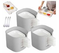 Generico Dipping Sauce Plate and Holder Set, Reputation Dipping Sauce Plates for BBQ, Hot Pot, Bento, and Daily Meals, Lightweight PP Condiment Bowls with Organizer Stand (3 Pcs)