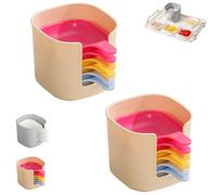 Generico Dipping Sauce Plate & Holder Set,6-Piece Mini Dipping Bowls with Handle and Stackable Storage Box,Plastic Soy Sauce Dishes for Ketchup,Wasabi,Condiments,Dessert,and Party Use (2PC*B)