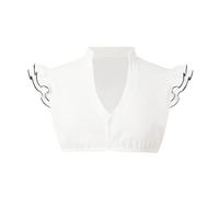 Generico Dirndl Donna Pizzo Corto Camicetta Leggera Patchwork Bianco Comoda Bluse Lingerie con Un Taglio Unico al Petto Midi Sexy Costume Bavarese