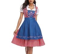 Generico Dirndl Vestito da Donna Ragazze Oktoberfest Tedesco Abito Tradizionale Costume per Feste Costume Abito Tirolese da Abiti Tirolese Dirndl Elegante Gonna Oktoberfest Set (1-Blue, L)