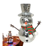 Generico Disco Ball - Glass 20x9.5cm | Reflective Snowman Ornament with Knitting Scarf And Hat, Disco Snowman Decor | for Dining Table, Holiday, Carnival, Stage Performance, Wedding