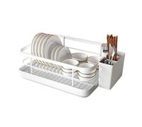 Generico Dish Drying Rack Asciuga Cucina - Scolapiatti Da Appoggio Vassoio Di Gocciolatoio - Organizer Da Cucina con Portaposate,Antiruggine Colapiatti,Design Staccabile, Facile Da Pulire E Spostare