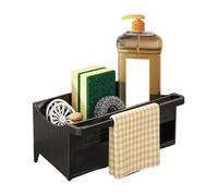 Generico dish rack, Scaffale portaoggetti for lavello da cucina con scarico automatico, in plastica, for lavabo, porta sapone, spugna, organizer for shampoo e asciugamani da bagno ,for Kitchen(Black)