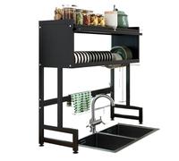 Generico dish rack, Scolapiatti sopra il lavello for riporre piatti e posate in cucina, salvaspazio ,for Kitchen(BLACK)
