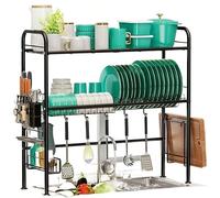 Generico dish rack, Scolapiatti Sopra Il Lavello In Metallo For Bancone Della Cucina Con Ganci, Portautensili ,for Kitchen(2-tier)