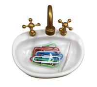 Generico Dispenser creativo per graffette nel design del lavello, porta graffette per lavello per scrivania e ufficio domestico, decorazione di cancelleria portatile senza foratura