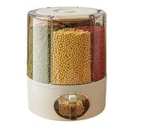 Generico Dispenser di cereali rotante a 6 scomparti con coperchio. Grande contenitore per alimenti secchi. Organizer per dispensa per riso, soia.(Yellow,11.02 * 9.25in)