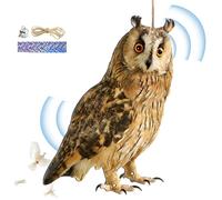 Generico Dispositivi Respingi - Ciondolo Deterrente Gufo Spaventapasseri 2D, Movimento Visivo E Suono della Campana, Corda da 60 Cm + Lunghezza Nastro da 60 Cm, Polimero Sintetico PP Resistente agli