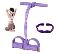 Generico Dispositivo for Esercizi con 8 Tubi Elastici, Attrezzo for Allenamento con Pedali e Fasce Elastiche Regolabili con Maniglia, Strumento for Allenamento Completo del Corpo(Purple)