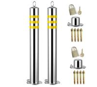 Generico Dissuasore in Acciaio Inox con Blocco Rimovibile, indicatore di Traffico con Strisce Riflettenti per Costruzione di Strade, Altezza 80 cm