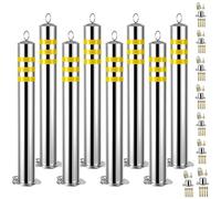 Generico Dissuasore in Acciaio Inox con Blocco Rimovibile, indicatore di Traffico con Strisce Riflettenti per Costruzione di Strade, Altezza 80 cm