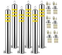 Generico Dissuasore in Acciaio Inox con Blocco Rimovibile, indicatore di Traffico con Strisce Riflettenti per Costruzione di Strade, Altezza 80 cm