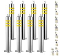 Generico Dissuasore in Acciaio Inox con Blocco Rimovibile, indicatore di Traffico con Strisce Riflettenti per Costruzione di Strade, Altezza 80 cm