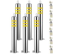 Generico Dissuasore in Acciaio Inox con Blocco Rimovibile, indicatore di Traffico con Strisce Riflettenti per Costruzione di Strade, Altezza 80 cm