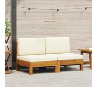 Generico Divani Centrali 2 pz con Cuscini Bianco Crema Massello Acacia,Crema,22kg,310638