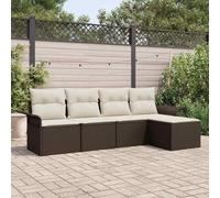 Generico Divano da Esterno con Cuscino 5 PCS Marrone polyrattan,Mobili da Giardino,Set da giardino-3345318