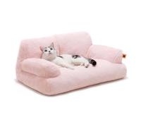 Generico Divano per gatti in morbido peluche, sfoderabile e lavabile in lavatrice, lettino per gatti, grazioso divanetto per gatti con fondo antiscivolo per interni(Pink)