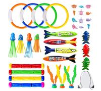 Generico Dive Toys,with Rings Fun Floating Water Games - 35-Piece Summer Dive Toys Gemstone | for Summer Outdoor Travel Garden Yard Water Park Beach Outdoor Travel Birthday