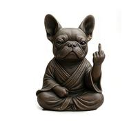 Generico Divertente Statua di Bouledogue Francese in Meditazione, Simpatica Statuetta Zen da Yoga con Dito Medio, Ornamento da Scrivania in Resina a Tema Bouledogue Francese (#B)