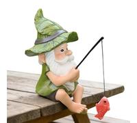 Generico Divertente statuetta di da giardino, statua di nano pescatore da giardino, artigianato in resina impermeabile per esterni, decorazione per koi dipinta a mano, design rustico ornamento per