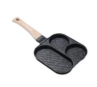 Generico Divided Frying Pan - Stone Wood Aluminum 14.37 X 7.28 In | Breakfast Skillet | 3 Cup Granite Omelette Pan Skillet For Multi Section Cooking Eggs Pancakes And Daily Kitchen Use