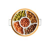 Generico Divided Serving Tray - Fruit Platter Tray For Parties - Removable Round Appetizer Platter With 5 Compartment For Veggie Candy Cracker Chip Cheese Nuts Charcuterie