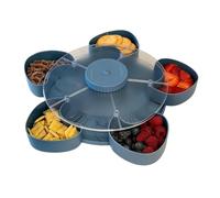 Generico Divided Serving Tray - Rotating Food Container | With Lid & Non-Slip Base, Tray For Vegetables, Fruit, Dipping Sauce, Appetizers, Travel, Picnic, Dining