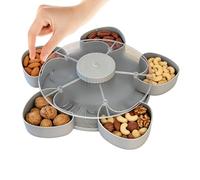 Genérico Divided Serving Tray - Rotating Food Container | With Lid & Non-Slip Base, Tray For Vegetables, Fruit, Dipping Sauce, Appetizers, Travel, Picnic, Dining