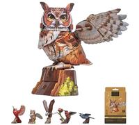 Generico DIY 3D Bird Model Assembly Kit, Laser-Cut Pop-Out Paper Birds Puzzles Set with Perch, No-Glue Cardboard Animals Building Fun Craft Gift for Nature Art Lover