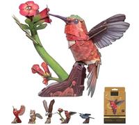 Generico DIY 3D Bird Model Assembly Kit, Laser-Cut Pop-Out Paper Birds Puzzles Set with Perch, No-Glue Cardboard Animals Building Fun Craft Gift for Nature Art Lover