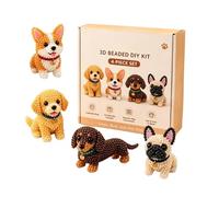 Generico DIY Animal Beading Kit For Adults & Teens, 4 Cute Designs, 3D Animals Themed Beadwork Set With Colorful Beads And Instructions, Handmade Bead Art For Beginners & Pet Lovers