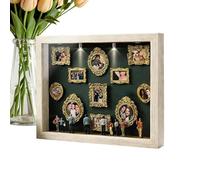 Generico DIY Bilderrahmen - Schattenbox 22.7cm Holz Harz Display Box | Bilderrahmen Set- mit LED Warmlicht 11 Rahmen 8 Figuren, für Hochzeit Geburtstag Zuhause, Wohnung Hotel Büro