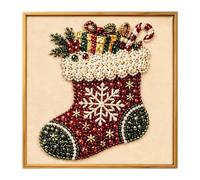 Generico DIY Christmas Pearl Painting Art Kit With Frame | 5D Christmas Pearl Beads Art, With Stocking Santa Festive Tree, Home Wall Decoration For Living Room Studio Entryway Birthday