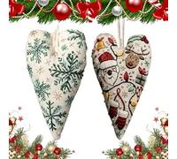 Generico DIY Heart Shaped Hand Embroidered Xmas Ornament/Ornament Kit, Unique Creative Christmas Ornaments Embroidery Kit, Beginner Friendly Cross Stitch Craft Set with Needles,Thread