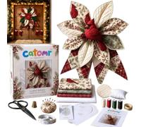 Generico DIY Large Patchwork Bow Sewing Kit, Farmhouse Fabric Folded Flower Door Hanging Craft Set, Oversized Quilted Bow Sewing Kit, Gifts for Adults Fronts Wall Windows Porch