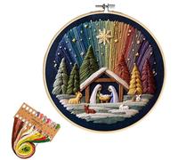 Generico DIY Nativity Embroidery Kit, Diy Nativity Embroidery Set - Stitch The Holy Story, Christian Embroiderys Kit For Adults Beginner, For Adults Beginner, With Fabric,Threads & Needles (#A)