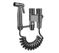 Generico Doccia igienica for Bagno, Bidet, doccetta, Doppia Uscita, valvola angolare, Set di Accessori for Il Bagno, Bidet, Sedile for WC(Gray)