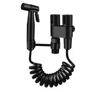 Generico Doccia igienica for Bagno, Bidet, doccetta, Doppia Uscita, valvola angolare, Set di Accessori for Il Bagno, Bidet, Sedile for WC(Black)