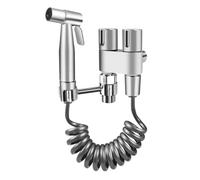 Generico Doccia igienica for Bagno, Bidet, doccetta, Doppia Uscita, valvola angolare, Set di Accessori for Il Bagno, Bidet, Sedile for WC(Sliver)
