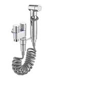 Generico Doccia igienica for Bagno, Bidet, soffione Doccia, valvola angolare a Doppia Uscita, Accessori for Il Bagno, Bidet, Sedile for WC(Silver Bidet Set)
