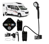 Generico Doccia Portatile da Campeggio, Doccia da Viaggio Ricaricabile con Display LED, 3 modalità Spray, Pompa Impermeabile per Campeggio Spiaggia Viaggi in Escursioni Bagno Animali Lavaggio Auto