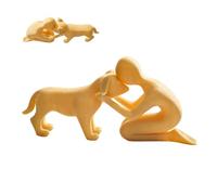 Generico Dog Decor Abstract Art, 3d Printed Funny Sculpture, with Man and Dog Figurine Set System, Quality Resin Design, Pet Art Statue with Style, for Office Living Room Bedroom Desk Shelf Use