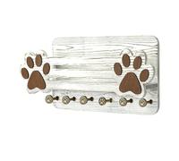 Generico Dog Leashes Organizer - Dog Stuff Organizer & Key Holder Wall Mount | Wooden Cute Paw 6 Hooks Floating Shelf | For Pet Owners Home Entrance Living Room Kitchen Bedroom Apartment Key Holder