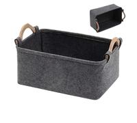Generico Dog Toy Basket - Cute Pattern Felt Foldable Storage Bin with Wooden Handle, Lightweight Pet Toy Organizer for Neat and Organization | Multi Purpose Storage Basket for Kids Blankets Collars
