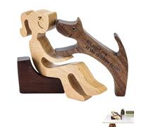 Generico Dog Wooden Sculpture, Handcrafted Wood Statue, Pet Lover Figurine, Exquisite Carved Ornament, Sturdy Art Craft Decoration for Cabinet, Bedroom, Living Room, Tabletop, 4.53x3.35x0.79 Inches