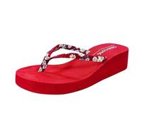 Generico Donna Arch Supporto Flip Flops Confortevoli Casual Summer Beach Thong Sandali Per Le Donne Cuneo Tacco Memory Schiuma Pantofole Traspiranti (Red, 37)
