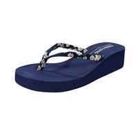 Generico Donna Arch Supporto Flip Flops Confortevoli Casual Summer Beach Thong Sandali Per Le Donne Cuneo Tacco Memory Schiuma Pantofole Traspiranti (Blue, 41)