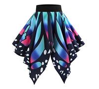 Generico Donna Base Casual Elastico Vita Svasato Mini Gonna Eleganti A-Linea Pull-On Skater Gonne,Gonna a Ruota con Farfalle,Costume da Farfalla Donna,Costumi Carnevale
